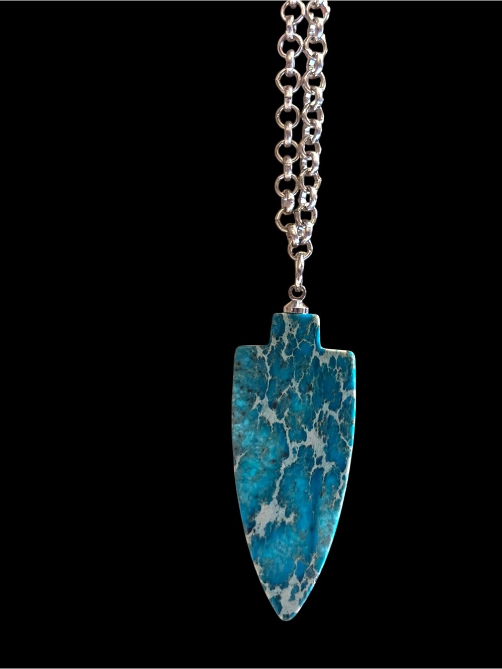 Blue Turquoise Navajo inspired Arrowhead Pendant Necklace